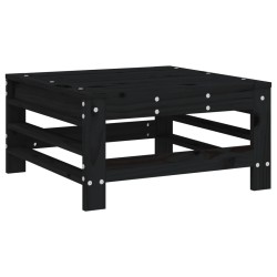 Repose-pied de jardin avec coussin noir bois de pin massif 