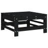 Repose-pied de jardin avec coussin noir bois de pin massif 