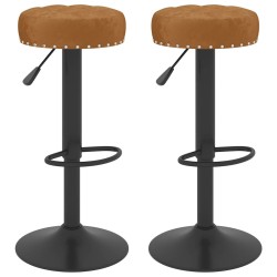 Tabourets de bar lot de 2 marron velours 