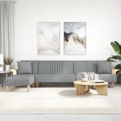 Canapé-lit en forme de L gris clair 279x140x70 cm tissu 
