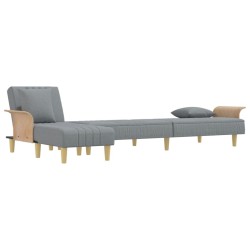 Canapé-lit en forme de L gris clair 279x140x70 cm tissu 