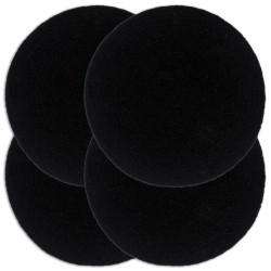 Napperons 4 pcs Noir Plain 38 cm Rond Coton  