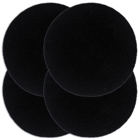 Napperons 4 pcs Noir Plain 38 cm Rond Coton  