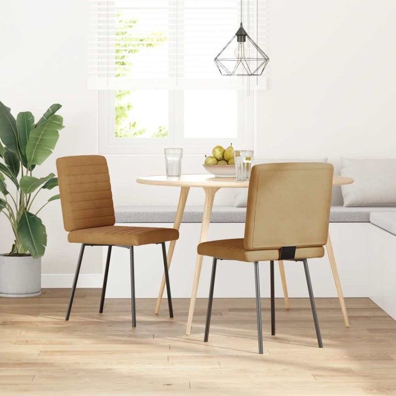 Chaises à manger lot de 2 Marron Velours 