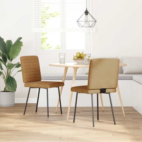 Chaises à manger lot de 2 Marron Velours 