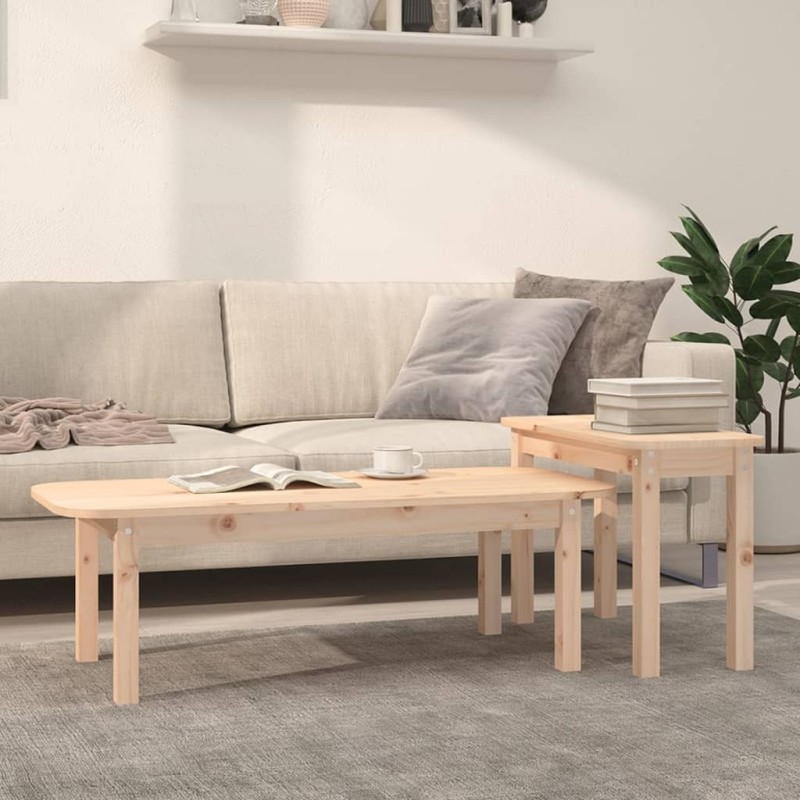 Ensemble de tables basses 2 pcs Bois massif de pin 