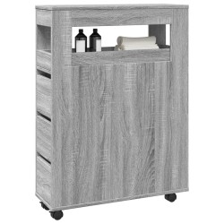 Meuble étroit de salle de bain à roulettes sonoma gris 