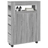 Meuble étroit de salle de bain à roulettes sonoma gris 