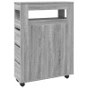 Meuble étroit de salle de bain à roulettes sonoma gris 
