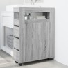 Meuble étroit de salle de bain à roulettes sonoma gris 