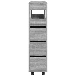 Meuble étroit de salle de bain à roulettes sonoma gris 