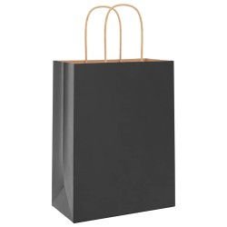 Sacs en papier 50 pcs avec poignées noir 21x11x28 cm 