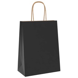 Sacs en papier 50 pcs avec poignées noir 21x11x28 cm 