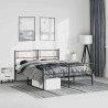 Cadre de lit métal sans matelas avec pied de lit noir 135x190cm 