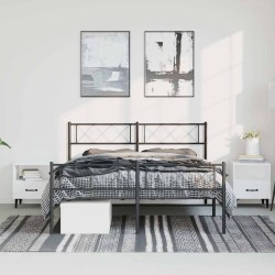 Cadre de lit métal sans matelas avec pied de lit noir 135x190cm 