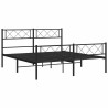 Cadre de lit métal sans matelas avec pied de lit noir 135x190cm 