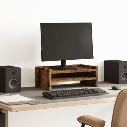 Support de moniteur chêne fumé 42x24x16 cm bois d'ingénierie 