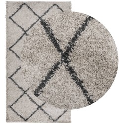 Tapis shaggy à poils longs moderne beige anthracite 60x110 cm 