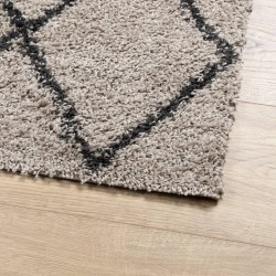 Tapis shaggy à poils longs moderne beige anthracite 60x110 cm 