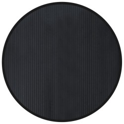 Tapis rond noir 100 cm bambou 