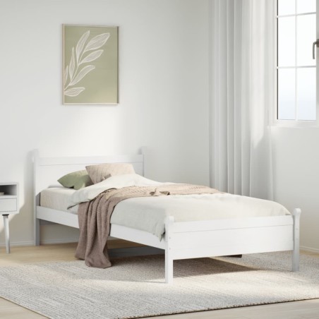Cadre de lit sans matelas blanc 90x190 cm bois de pin massif 