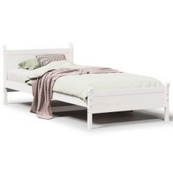 Cadre de lit sans matelas blanc 90x190 cm bois de pin massif 