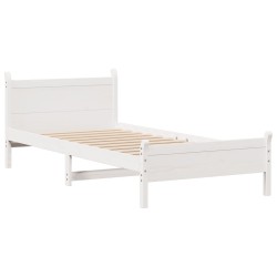 Cadre de lit sans matelas blanc 90x190 cm bois de pin massif 