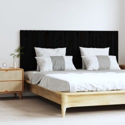 Tête de lit murale Noir 159,5x3x60 cm Bois massif de pin 