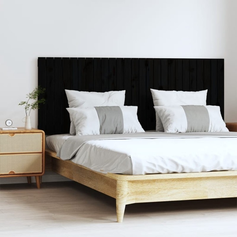 Tête de lit murale Noir 159,5x3x60 cm Bois massif de pin Tête de lit murale Noir 159,5x3x60 cm Bois massif de pin