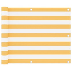 Écran de balcon Blanc et jaune 75x300 cm Tissu Oxford 
