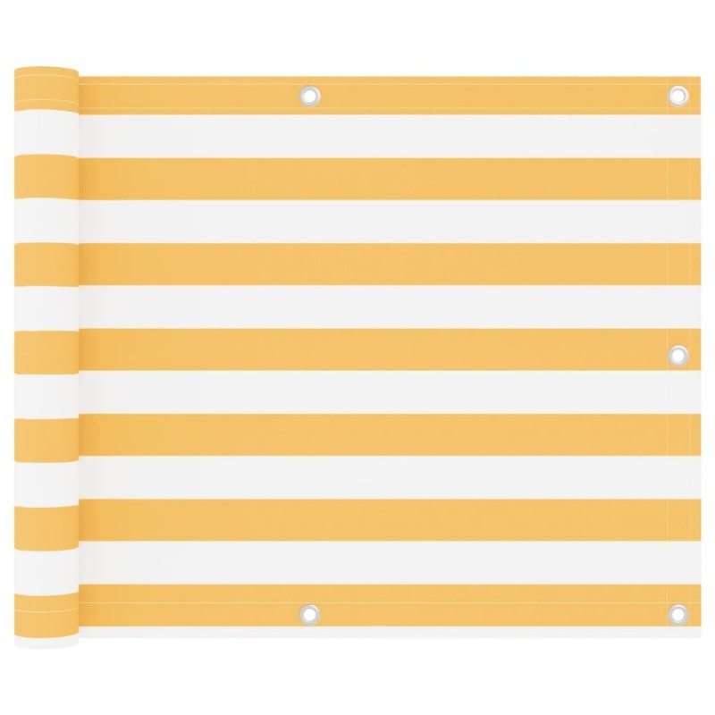Écran de balcon Blanc et jaune 75x300 cm Tissu Oxford 