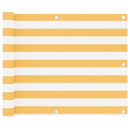 Écran de balcon Blanc et jaune 75x300 cm Tissu Oxford 