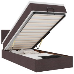 Cadre de lit ottoman avec matelas marron foncé 90x190 cm tissu 