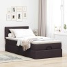Cadre de lit ottoman avec matelas marron foncé 90x190 cm tissu 
