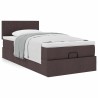 Cadre de lit ottoman avec matelas marron foncé 90x190 cm tissu 