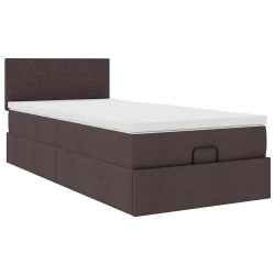 Cadre de lit ottoman avec matelas marron foncé 90x190 cm tissu 