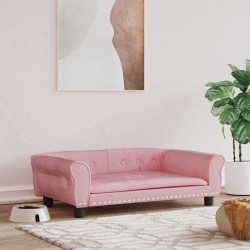 Lit pour chien rose 95x55x30 cm velours 