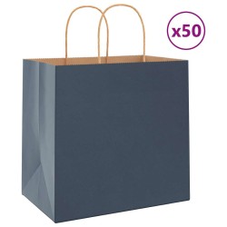 Sacs en papier 50 pcs avec poignées bleu 26x17x25 cm 