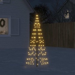 Sapin de Noël à LED sur mât de drapeau 200 LED blanc 180 cm 