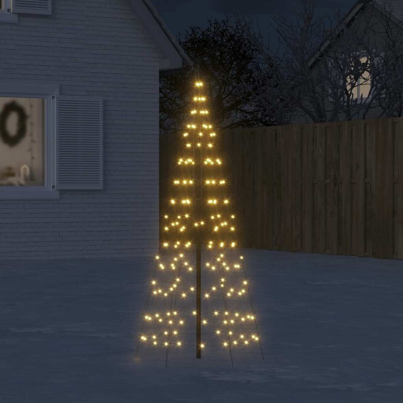 Sapin de Noël à LED sur mât de drapeau 200 LED blanc 180 cm 