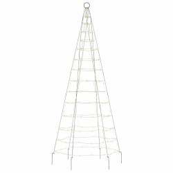 Sapin de Noël à LED sur mât de drapeau 200 LED blanc 180 cm 