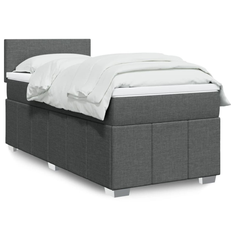 Sommier à lattes de lit avec matelas Gris foncé 80x200 cm Tissu 