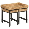 Tables basses gigognes 3pcs bois de manguier massif brut et fer 