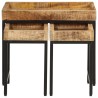 Tables basses gigognes 3pcs bois de manguier massif brut et fer 