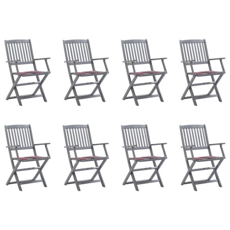 Chaises pliables d'extérieur lot de 8 et coussins Bois d'acacia 