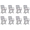 Chaises pliables d'extérieur lot de 8 et coussins Bois d'acacia 