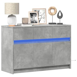 Meuble TV avec LED gris béton 91x34x61 cm bois d'ingénierie 
