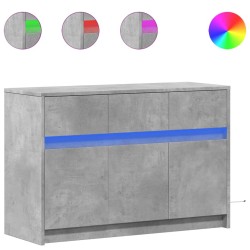 Meuble TV avec LED gris béton 91x34x61 cm bois d'ingénierie 