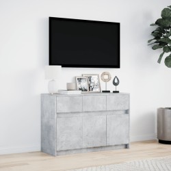 Meuble TV avec LED gris béton 91x34x61 cm bois d'ingénierie 