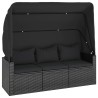 Salon de jardin 4 pcs avec coussins noir résine tressée 